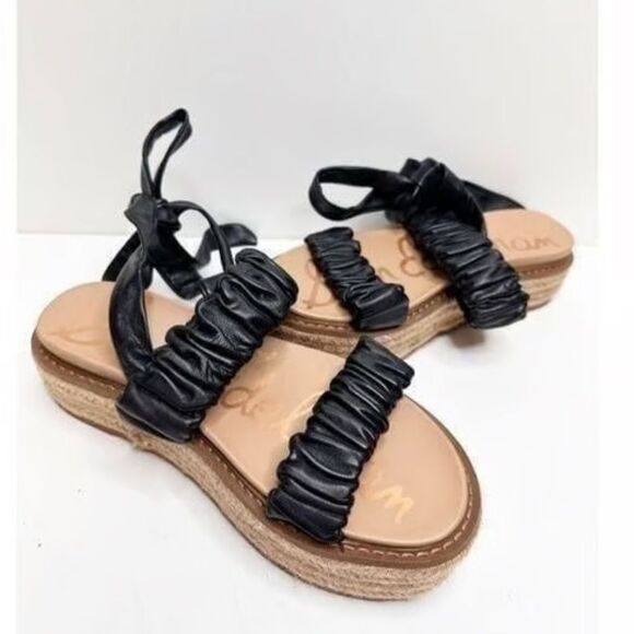 Sam Edelman Kevin Black Strappy Ankle Tie Sandals 7.5 NWOB - Picture 1 of 8